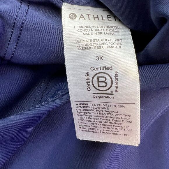 Athleta Womens Elastic Wide Waistband Capri Active Leggings Blue Plus Size 3X - Picture 7 of 8